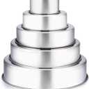 TeamFar Cake Pan, 4 - 6 - 8 - 9 - 11, Stainless Steel Round Baking Tier Cake Pans Set, Healthy & Heavy Duty, Mirror Finish & Dishwasher Safe - Set of 5