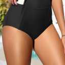 Tempt Me Women High Waisted Swimsuit Bikini Bottoms - Tummy Control Swim Bottom Full Coverage Bathing Suit with Pockets 2025 (Black, XXL)