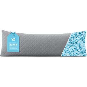 YZ HOME Long Body Pillow for Adults - Firm Body Pillow Insert with Shredded White Memory Foam, Adjustable Height, Soft Support for Side Sleeping, Pregnant Women, Washable (Grey, 20x54 Inch) (Light Gray)