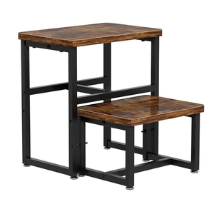 Toddler 2 Step Stool, Kids Wooden 2 Step Stools for Bathroom, Kitchen, Bedroom and Living Room, Heavy Duty Tall Stepping Stool for High Beds and Toilet up to 450-LBS, Brown 