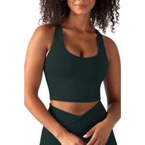 YITTY Active Sports Bra Tank, Tank Top for Women with Built-in Bra, Racerback, Removable Cups, Low-Impact Yoga and Gym (Medium, Everpine)
