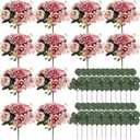 Peony Artificial Flowers, Faux Peonies Hydrangea Eucalyptus Bouquet 12 Packs Silk Vintage Realistic Peony Floral Arrangement for Wedding Centerpiece Table Vase Home Party Decor-Dusty Pink