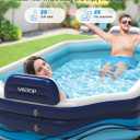 VISTOP Inflatable Pool for Kids & Adults | Oversized Thickened Large Swimming Pool with Seats and Backrests Family Summer Blow Up Water Pools - BPA-Free Backyard Water Park, Garden SPA Tub 120 inch