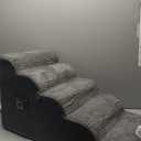 IFNOW Dog Stairs for Small Medium Dogs and Cats 19.7" H, 5Step Studry Dog Steps for Bed, Couch, High Density Foam Pet Stairs for Dogs to Get on Bed, NonSlip Balanced Curved Indoor Pet Ramp, Grey