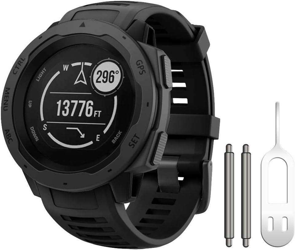 NotoCity for Garmin Instinct Band, Soft Silicone Replacement Watch Strap Compatible with Garmin Instinct 2/ Solar/Tactical(Black)