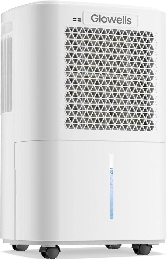2500 Sq.Ft Dehumidifier for Basement with Drain Hose, Glowells 34 Pints Dehumidifiers for Home, Bathroom, Bedroom Large Room, RV, Three Modes, Quiet with Smart Compressor, Dry Clothes, 24H Timer