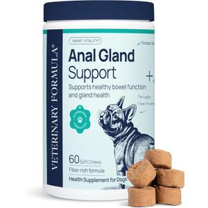 Veterinary Formula Anal Gland Support for Dogs  Vet-Formulated No Scoot Chews with Pumpkin, Ginger, Agave Inulin & Probiotics  Supports Scooting, Stool Quality & Digestive Health, 60 Soft Chews, Exp: 10/2027