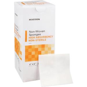 McKesson Non-Woven Sponges, Non-Sterile, 4-Ply, High Absorbency, Polyester/Rayon, 4 in x 4 in, 200 per Pack, 1 Pack