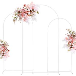 Putros Metal Arch Stand White Wedding Chiara Backdrop Stand Set of 3 (7.2FT,6.6FT,6FT) Square Arched Frame for Birthday Party Decoration