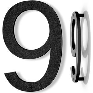 10 Inch Black House Numbers for Outside, Large Floating Home Address Numbers, Modern Outdoor House Number for Wall Street Garage Gate (9)