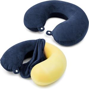 Philbinden 2 Packs Travel Neck Pillow Cover, Reusable U Shaped Neck Pillow Washable Soft Smooth Airplane Pillow Cover (Only Pillow Covers,No Filler)