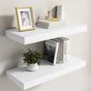 Dreamland White Floating Shelves for Wall,8 Inch Deep Floating Shelves,24" W x 8" D Wall Shelves for Bedroom,Living Room,Kitchen,Bathroom,Set of 2, 24"W x 8"D x 1.5"H, Set of 2