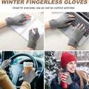 Fauson Fingerless Gloves for Women - 4 Piars Winter Gloves Men Warm Knit Cold Weather, Half Finger Glove for Winter Gifts