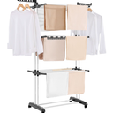 VEVOR Clothes Drying Rack, 4-Tier Foldable Laundry Dryer Rack, Metal Drying Racks with 24 Drying Rods, Free-Standing and Portable Hanger with 4 Castors and Two Side Wings for Outdoor & Indoor Use