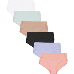 Hanes Women's Smoothing Microfiber No-Show Panties Pack, Moisture-Wicking, 6-Pack 