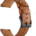 Galaxy Watch 5 Pro Bands/Watch 7/FE/6/5/4/ Bands 44mm 40mm, Galaxy Watch 6/4 Band Classic 47mm 46mm 43mm 42mm, 20mm Leather Wristband Replacement Strap for Samsung Watch 7/6/5/4/Active 2, Brown