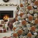 8 Pcs Brown Crochet Christmas Ornaments Balls 3.15 Inch Velvet Knitted Balls Ornaments Handmade Crochet Decoration for Xmas Tree Farmhouse Decor