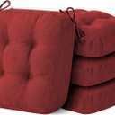IASEAHK Chair Cushions for Dining Chairs, Dining Chair Cushions, Tufted Indoor Chair Pads with Ties & Non Slip Backing, Seat Cushions for Kitchen Chairs 16.5 x 16.5 x 3.5, Set of 4, Red