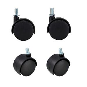 Nylon Twin Wheel Swivel Caster 1-7/8 Threaded Stem Plant Pot Caddy Wheel Black, 4 Packs