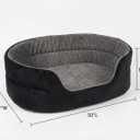 Large Dog Bed Cat Bed 20x30 Inch,Calming Pet Bed for Dogs & Cats,Machine Washable Dog Bed,Half-Enclosed Open-Top Velvet Anti-Anxiety Bed,Cozy Snuggle Bed (Black)