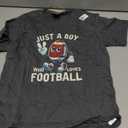 Just a Boy Who Loves Football Boys T-Shirt (Gray, S)