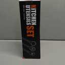 Silicone Cooking Utensils Set Utensil Sets - 446°F Heat Resistant Silicone Kitchen Utensils Set Wooden Handles, Silicone Utensils for Cooking w Holder for Non-Stick Cookware BPA FREE (Black)