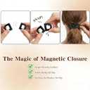 2Pcs Magnetic Hair Clips for Women, Strong Hold No-Slip Styling Clips, Seamless 2-in-1 Design for Thick/Thin Hair, Non-Dent Quick Snap Hairdressing Tools for Salon or Daily Use
