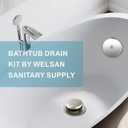 Brushed Nickel Bathtub Drain Tip-Toe Single Hole,Welsan Tub Drain Trim Set Conversion Kit Assembly, Coarse Thread Replacement Trim Kit with 1-Hole Overflow Faceplate Includes an Adapter