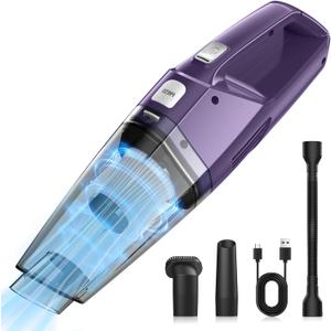 Handheld Vacuum Cordless  Car Vac Portable with 8KPA & Multi Accessories & Low Noise, Lightweight Hand Held Vacuum Cordless Rechargeable for Car/Home/Dust/Pet Hair, Mine Portable Vacuum (Purple Black)