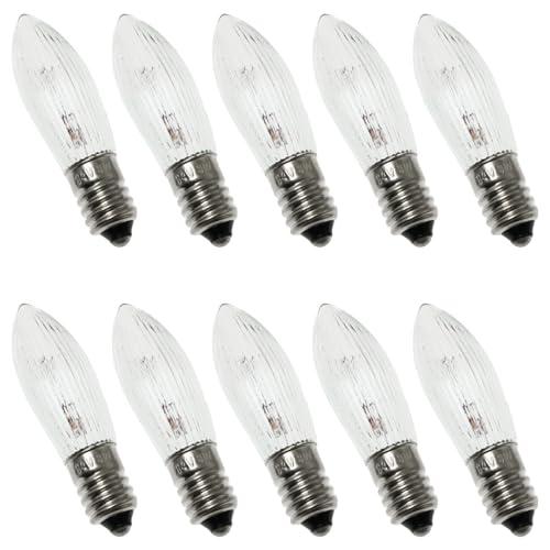 SQXBK 10PCS E10 Olive-Shaped Bulb 3W 34V 9x45MM/0.35x1.77Inch European Special Screw Base Clear Bulb