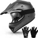 TCMT Youth Dirt Bike Helmet DOT Certified - Kids Full Face Motocross ATV Helmet with Goggles, Gloves and Helmet Bag for Off-Road, BMX, MX, Street Riding, Youth Medium