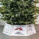 Wood Christmas Tree Collar, Wooden Hexagon Tree Base Cover, Handcrafted Natural Wooden Tree Ring, Vintage Weathered Tree Skirt for Xmas Decor, Rustic (Distressed White)