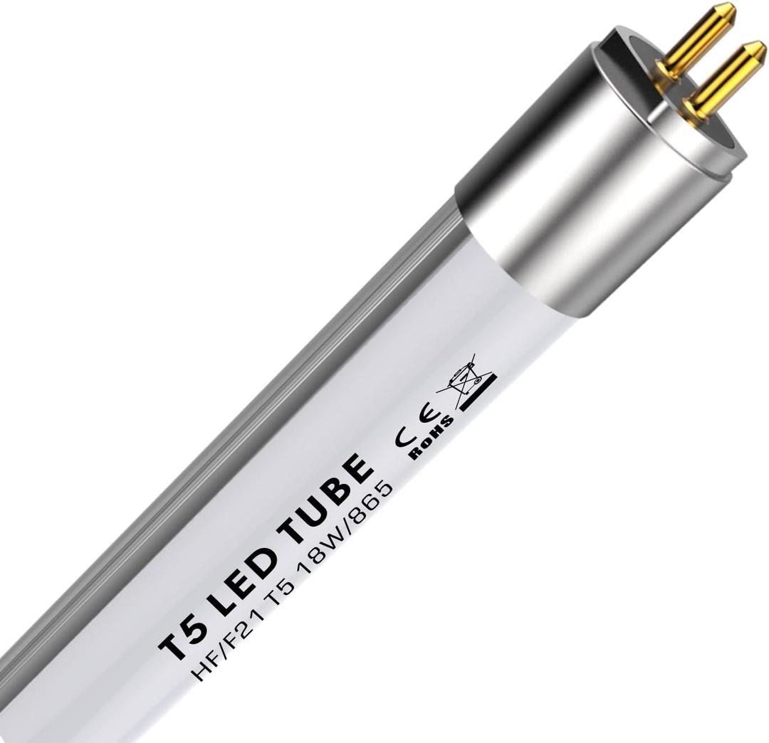 F21T5 Replacement LED Tube T5, 18W, 34 inch, 2050lm, 6500K / 865 / Daylight White, 140 Degrees, G5, Plug and Play LED Fluorescent Replacement Tube (Eq to 39W CFL), Frosted, 1 Piece