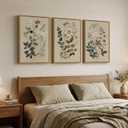 Framed Vintage Botanical Wall Art for Living Room, 3 Piece Neutral Floral Canvas Artwork for Modern Farmhouse Walls, Rustic Green Flower Painting Prints for Bedroom Office Kitchen Wall Decor, 20x30, 20" W x 30" H x 3Pcs