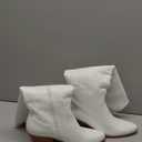 White Cowgirl Boots Wide Calf Cowgirl boots- Western Style Embroidered Knee High Cowboy Boots with Pointed Toe Chunky Heel Fashion Retro High Boot Pull-On (7, Black 1)