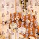 Peryiter 8 Pcs Bear Birthday Party Decorations, Baby Shower Animal Banner and Bow for Gender Reveal Birthday Bear Theme Boys Girls Decorations