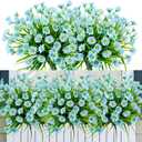 12 Bundles Artificial Daisies Flowers Outdoor UV Resistant Fake Silk Daisy Mums Flowers No Fade Faux Greenery Plants for Home Wedding Garden Window Box Outdoor Planters Spring Decor - Blue
