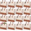 Reginary 12 Pack Canvas Tote Bags Initial Classic Present Personalized Canvas Beach Bag for Wedding, Birthday, Beach(Brown and White)