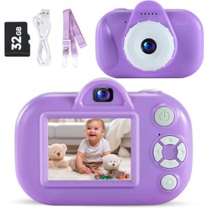 Kids Camera Digital Camera for Age 3-8, 1080P Toddler Camera for Kid with 32GB SD Card, Toddler Girls Toys Age 6-9, Christmas Birthday Gifts for Children, Lilac Purple