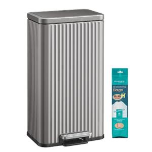 SONGMICS Trash Can, 8 Gallon (30 L), Stainless Steel, with Lid, Pedal