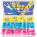 Haisstronica 330PCS Heat Shrink Fork Spade Connectors #10 Waterproof Marine Grade Fork Terminal Connectors U-Type Blue 16-14 Gauge