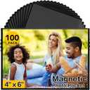 YixangDD 100 Pack Magnetic Picture Frame, 4 x 6 Inches Fridge Magnetic Photo Frames, Magnetic Photo Frames for Refrigerator, Home, School, Office (Black)