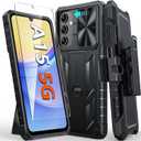 FNTCASE for Samsung Galaxy A15-5G Case: Rugged Protective Phone Cases with Kickstand & Holster | Military Grade Shockproof Protection Sturdy Heavy Duty Drop Proof Hard Covers 6.5 inch Black