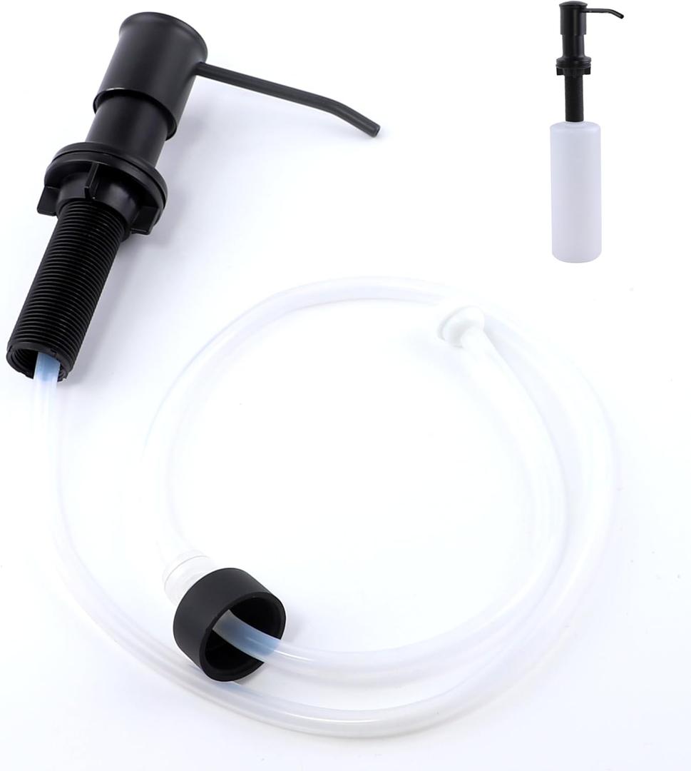 Sink Soap Dispenser Pump Black Built in Kitchen Counter Dish Soap Dispenser with 41" Extension Tube/17 Oz Bottle for Bathroom Under Sink Hand Soap Lotion Pump