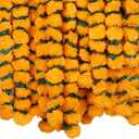 Marubhumi 5 PC 5 Feet Long Strands Artificial Marigold Flowers with Gulchadi Garland for Diwali Decor, Garland for Decoration, Diwali Decorations for Home, Christmas Decor Wedding Decor (Mango)