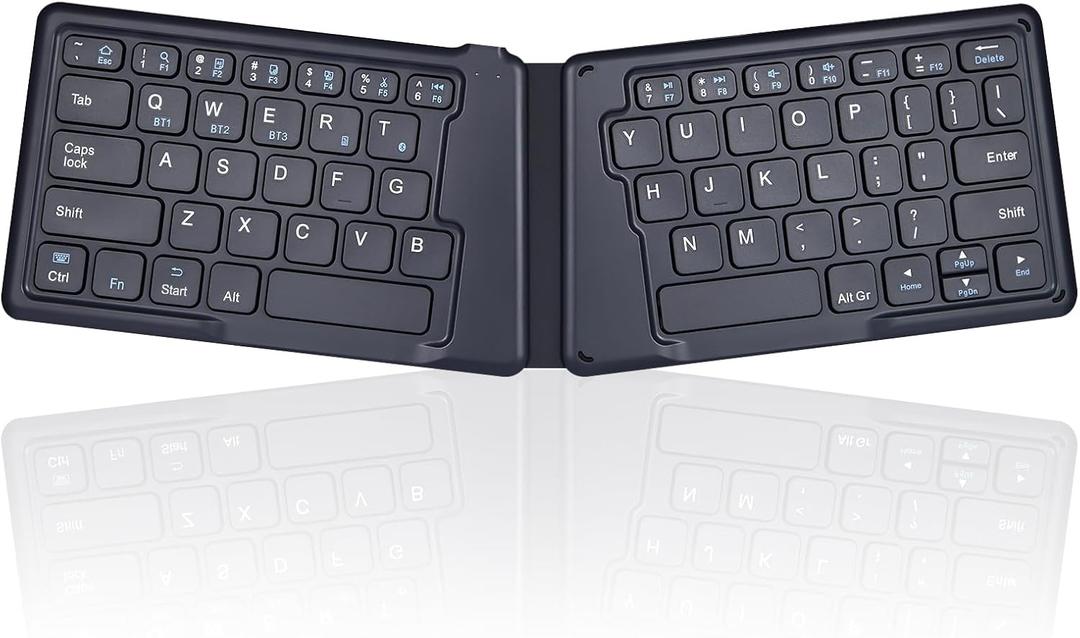 Perixx PERIBOARD-805E US, Wireless Foldable Ergonomic Bluetooth Keyboard, Ultra-Thin X Type Keys, Compatible with iOS, Android, or Windows Smartphone, Tablet, or Laptops, US English
