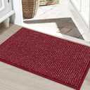 BEQHAUSE Dirt Trapper Door Mat 24" x 36", Non-Slip Washable Doormats Entrance Mat, Dirt Resistant and Absorbent Welcome Mat, Low Profile Floor Mats for Front Back Door and Entryway, Red