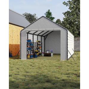 13ft Wide Heavy Duty PE Carport Waterproof Outdoor Garage Shelter for Car, Truck, Boat with Removable Sidewalls, Grey