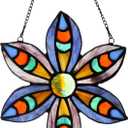 Stained Glass Tiffany Style Flower Window Hangings Sun Catcher (Green)