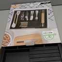 WUSHIZHUHUN Utensil Organizer Silverware Tray for Drawer - Bamboo Knife Drawer Organizer Expandable Cutlery Organizer in Drawer Knife Block W12.8-20.2" x L16 x H2 (Black)